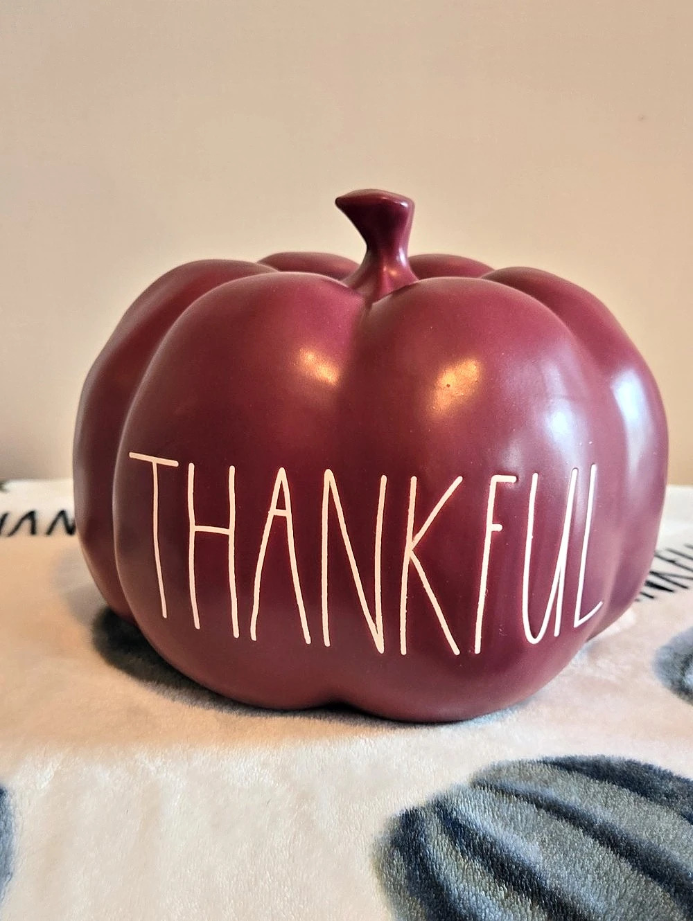 Rae Dunn Thankful Pumpkin Decor in Red